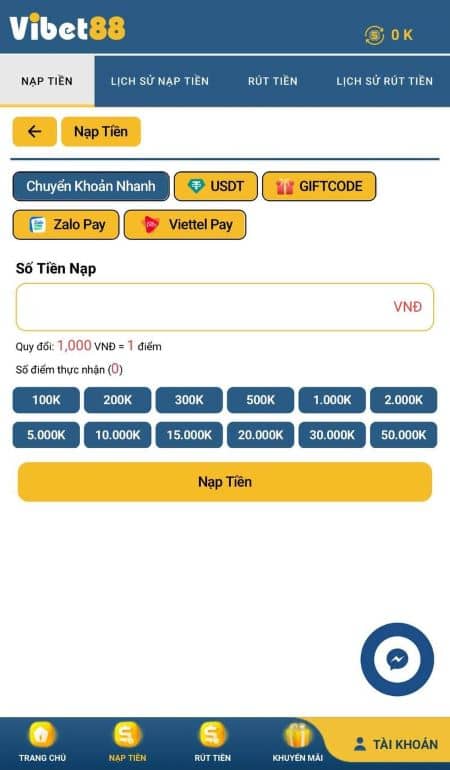 Nạp tiền vào tài khoản Nạp tiền vào tài khoản
